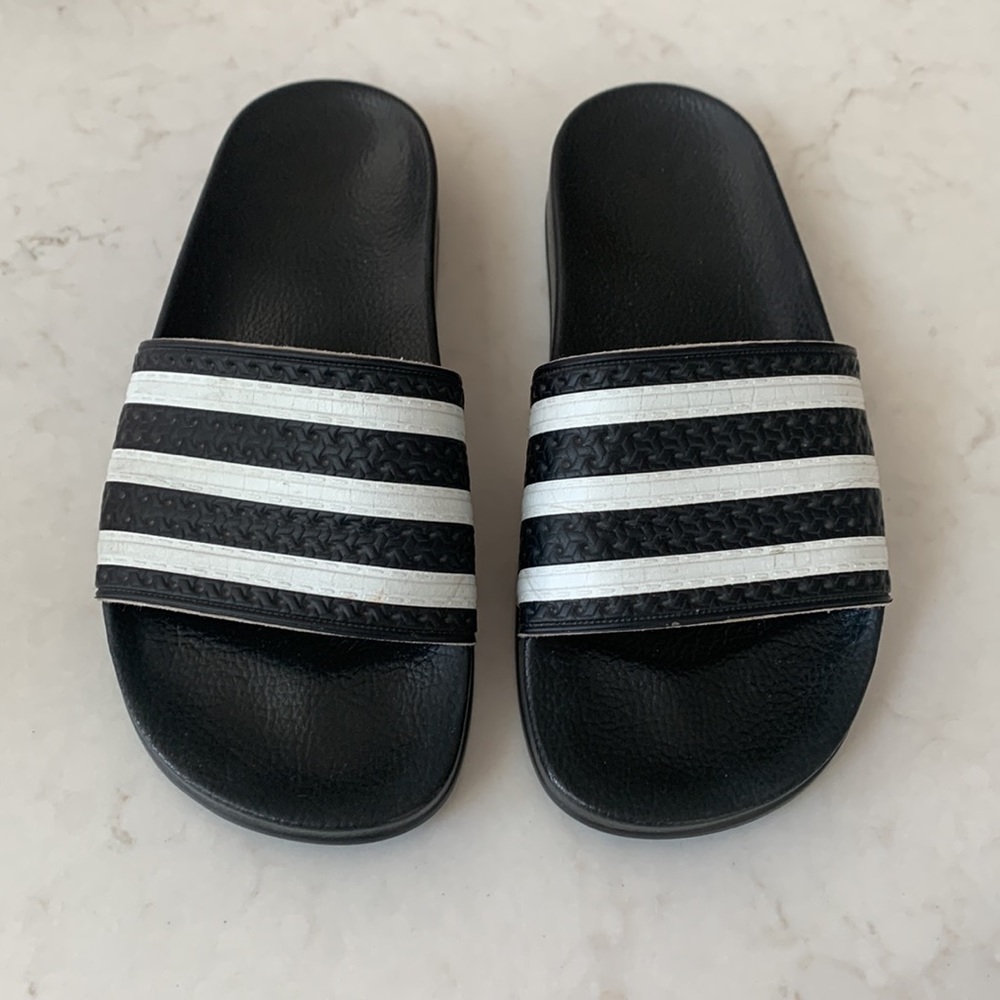 adidas Black and White Slide Sandals